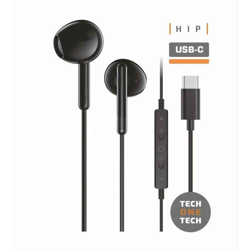 Auriculares Intrauditivos - Negros - Tech One Tech earTECH TEC1302 - Con Micrófono - USB Tipo-C