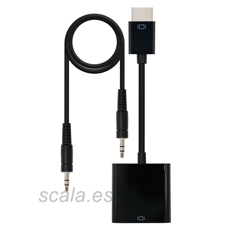 Cable Adaptador HDMI Macho a VGA Hembra - Con Audio - Nanocable 10.16.2001-BK