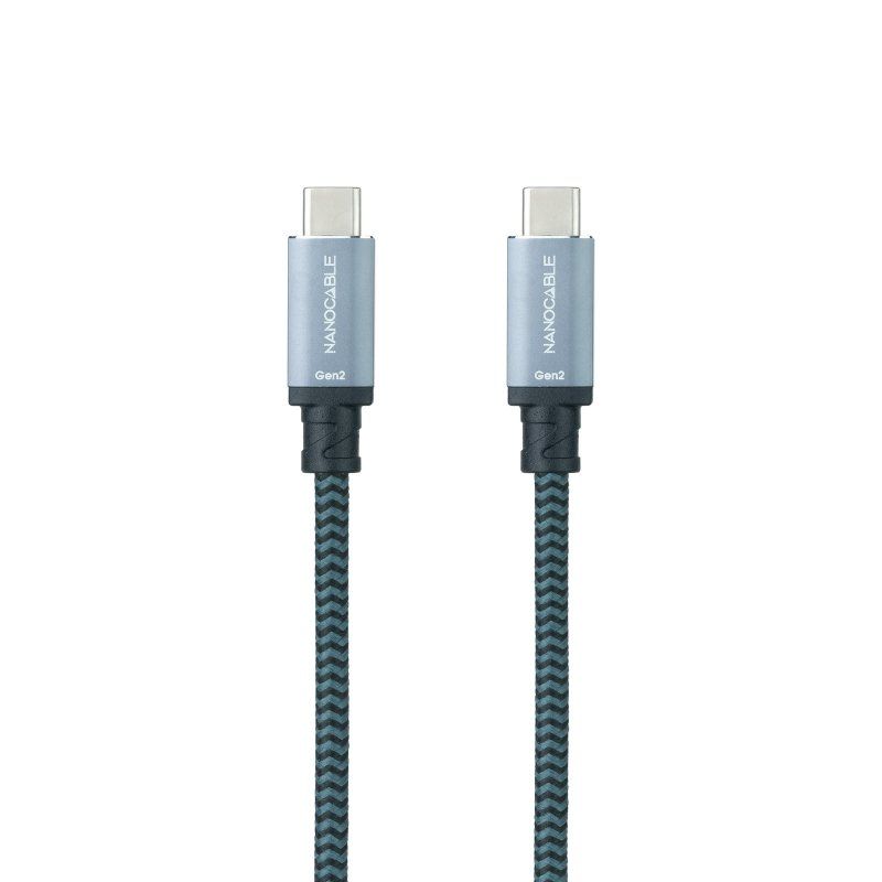 Cable USB 3.1 Tipo-C / USB Tipo-C Macho - USB Tipo-C Macho / Hasta 100W / 10Gbps / 2 Metros / Gris y Negro —  Nanocable 10.01.4102-COMB