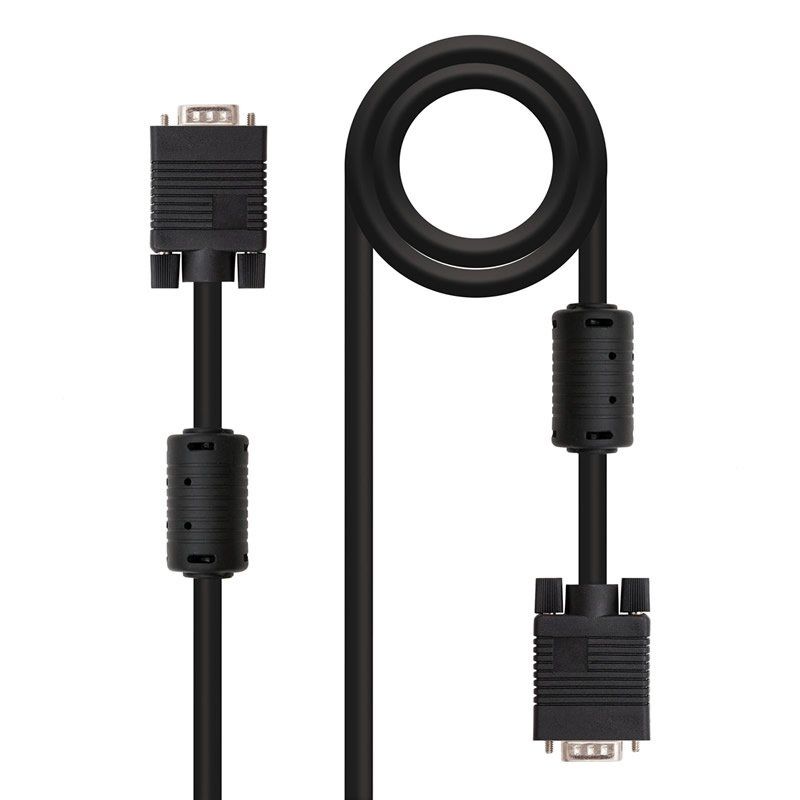 Cable VGA Con Ferrita - Nanocable 10.15.0103 - HDB15 Macho / HDB 15 Macho - 3 Metros - Negro