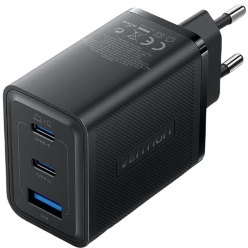 Cargador de Pared GaN - 2xUSB Tipo-C - 1xUSB - 65W — Vention FERB0-EU