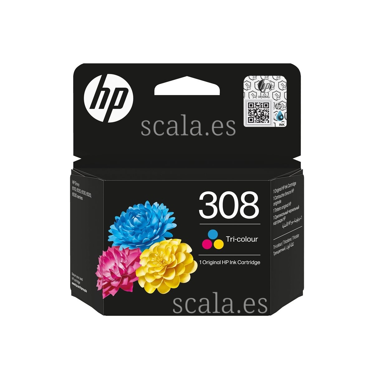 Cartucho HP 308 - Color - Original - Hasta 120 Páginas - Para ENVY 6110e, 6130e, 6520e, 6530e - 7FP20UE#SE1