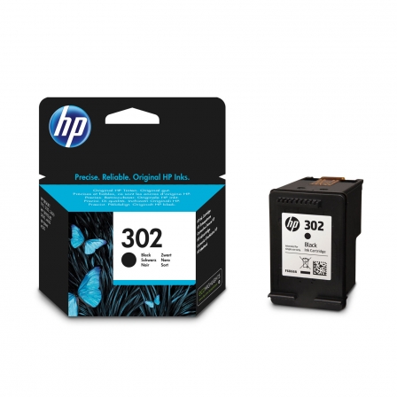Cartucho Negro HP - Nº 302 - 190 Páginas - Para Deskjet 1110/2130/2132/2134/3630 / Officejet 3830/3832/3833/3834 - F6U66AE