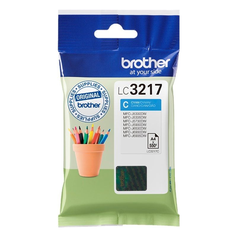 Cartucho de Tinta Cian Brother LC3217C - Hasta 550 Páginas