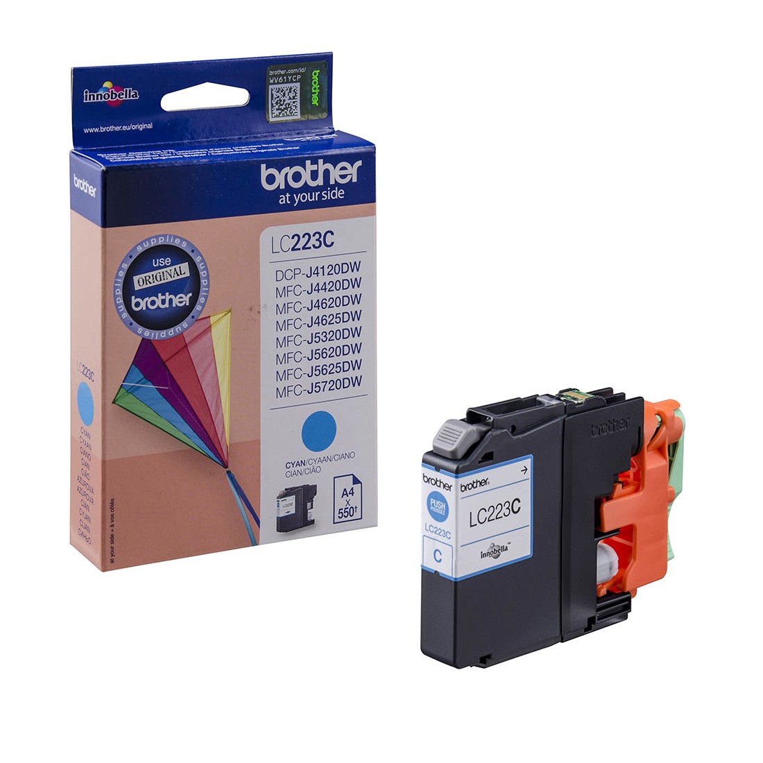 Cartucho de Tinta Cian Original Brother LC223 • 11.8 ml • Hasta 550 Páginas