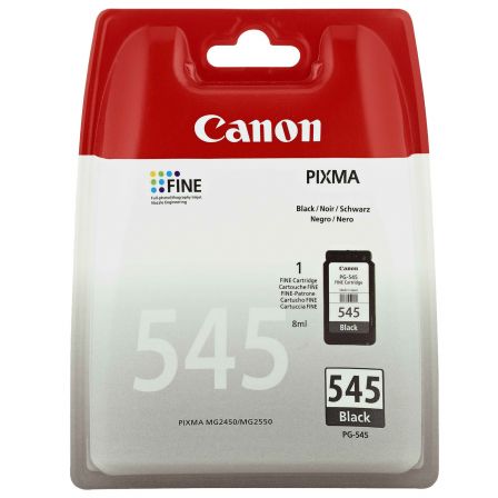 Cartucho de Tinta Negro Canon PG-545 • 8ML • 180 Páginas • Para Canon Pixma MG2450, MG2550, TS3150