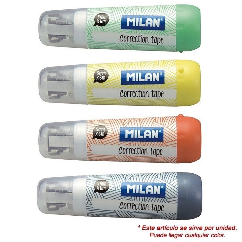 Cinta Correctora Milán - 5x6MM - No Deja Marcas en Fotocopias / Fax - Colores Surtidos
