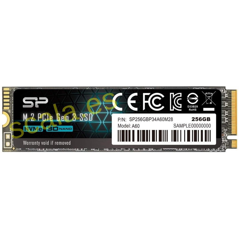 Disco Duro SSD Silicon Power 256GB M.2 2280-D5-B-M - PCIe Gen3x4 - SP256GBP34A60M28
