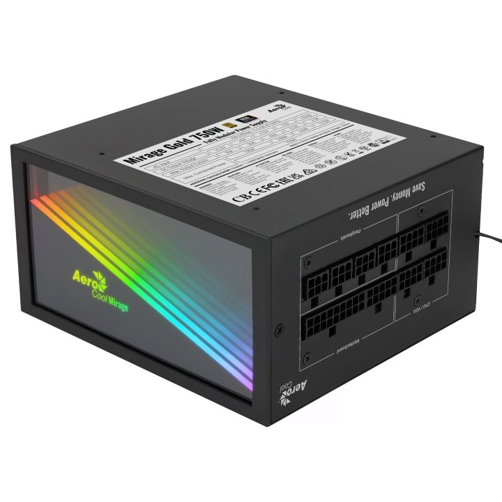 Fuente Alimentación 750W Aerocool MIRAGEGOLD - Modular - RGB - 80 Plus Gold - Condensadores Japoneses