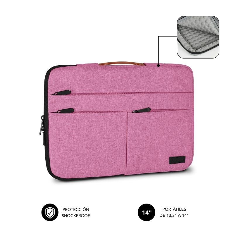 Funda Subblim Air Padding 360 Sleeve Para Portátiles Hasta 14" - Rosa