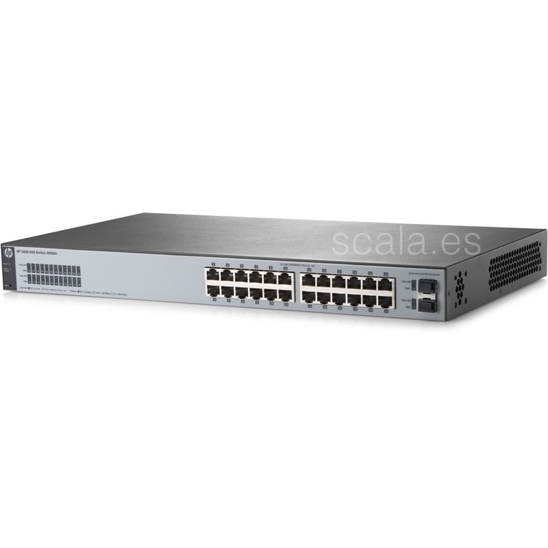 HPE 1820-24G - Conmutador / Switch Gestionado - 24 x 10/100/1000 + 2 x Fast Ethernet / Gigabit SFP - Rack - J9980A
