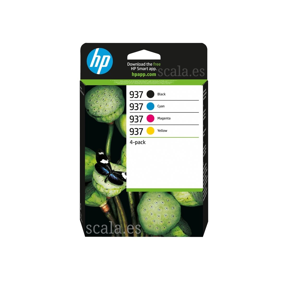 Pack 4 Cartuchos - HP Nº 937 - Negro + Cian + Magenta + Amarillo - 6C400NE