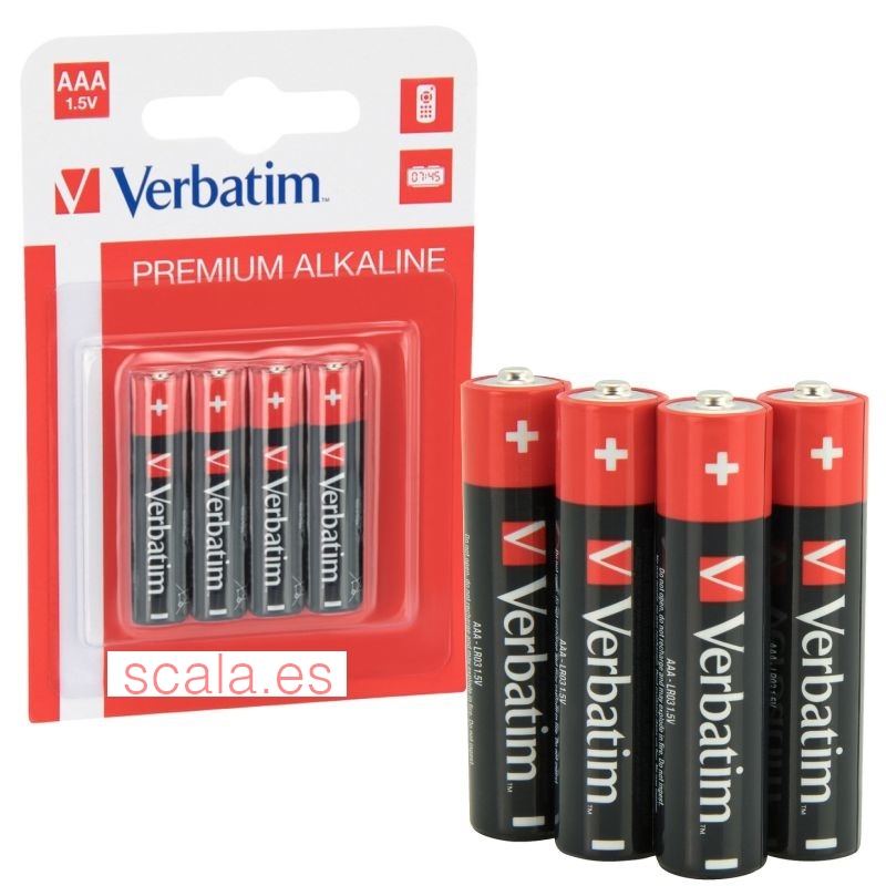 Pack 4 Unidades Pilas AAA LR6 Alcalinas 1.5V — Verbatim 49920