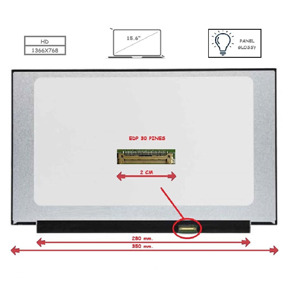Pantalla Para Portátil LED 15,6" Slim - 30 Pines - Full HD - Ancho 350MM - Brillo