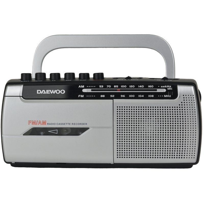 Radio Cassete Daewoo DW1107 - Con Cable - A Pilas - Negra y Plateada