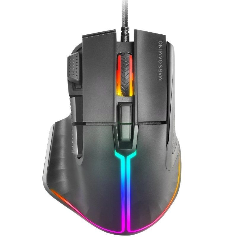 Ratón Gaming Mars Gaming MM-XT - Hasta 12.800 dpi - Negro