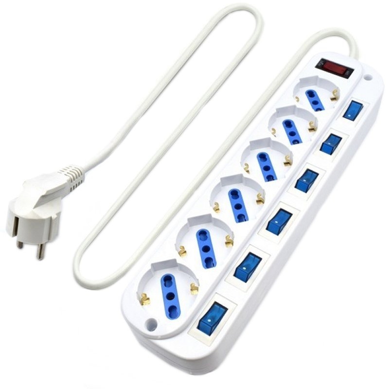 Regleta 6 Tomas - 6 Interruptores - Cable de 5 Metros - EW3932-5M