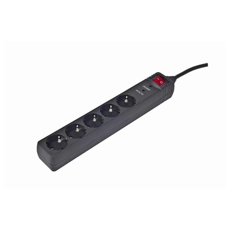 Regleta Gembird - 5 Enchufes - Negra - Protección Sobretensiones - Cable 4,5 Metros — SPG5-C-15