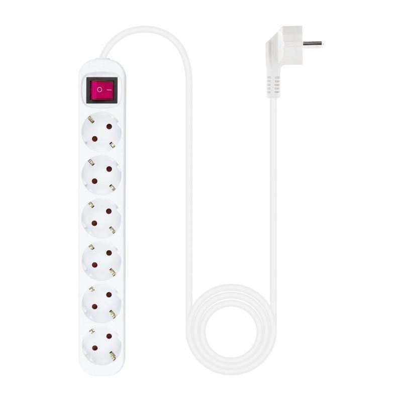 Regleta con Interruptor - 6 Tomas - Cable 1.4 Metros - Blanca - Nanocable 10.37.0006