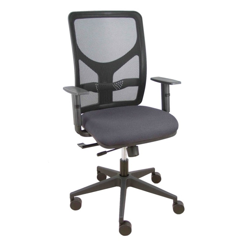 Silla Motilla Traslack Malla Negra - Asiento Bali - Gris Oscuro - Brazo Regulable