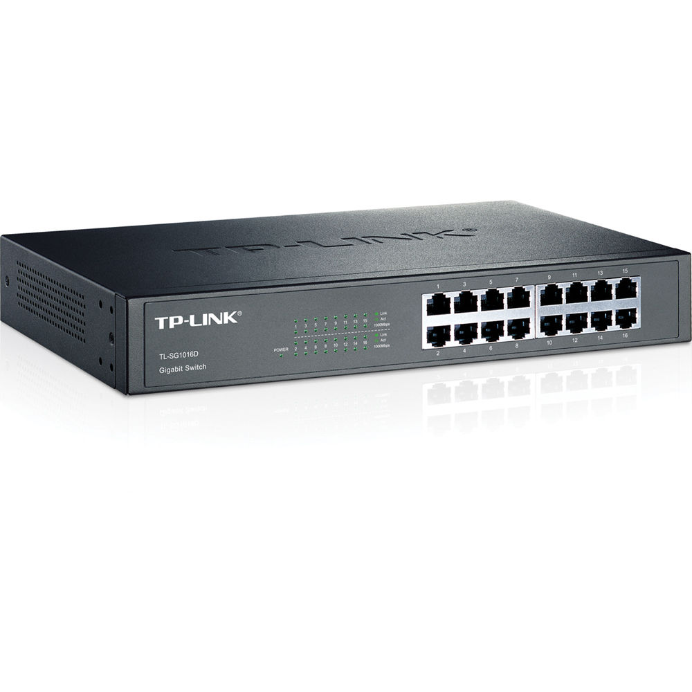 Switch 16 Puertos Gigabit 10/100/1000 TP-Link TL- SG1016D - Incluye Adaptadores Para Rack