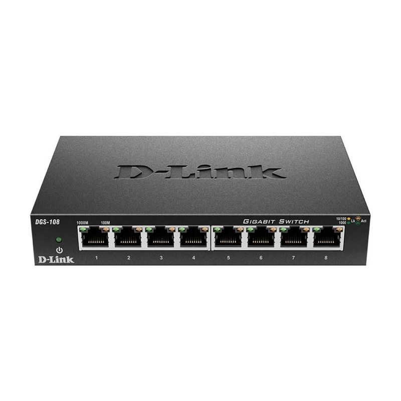 Switch D-Link DGS-108 - 8 Puertos Gigabit 10/100/1000 - Sin Ventilador - Carcasa Metálica