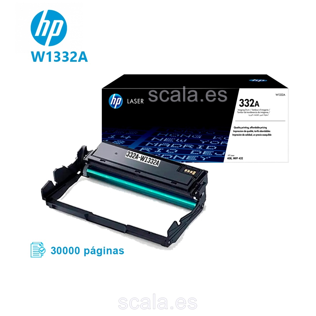 Tambor de Imagen HP 332A - Para HP Laser 408dn, MFP 432fdn - 30.000 Páginas - W1332A