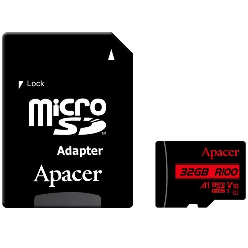 Tarjeta de Memoria Apacer - 32GB - MicroSD HC UHS 1 - Con Adaptador - Clase 10 - 100 MBs - AP32GMCSH10UB-R