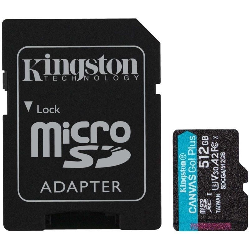 Tarjeta de Memoria Kingston CANVAS Go! Plus 512GB microSD XC con Adaptador - Clase 10 - 200MBs — SDCG4/512GB