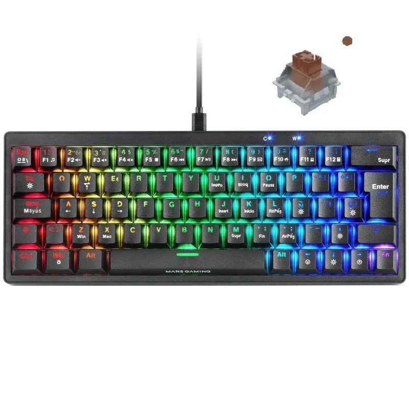 Teclado Gaming Mecánico Mars Gaming MKMINIPRO - Switch Marrón - Negro