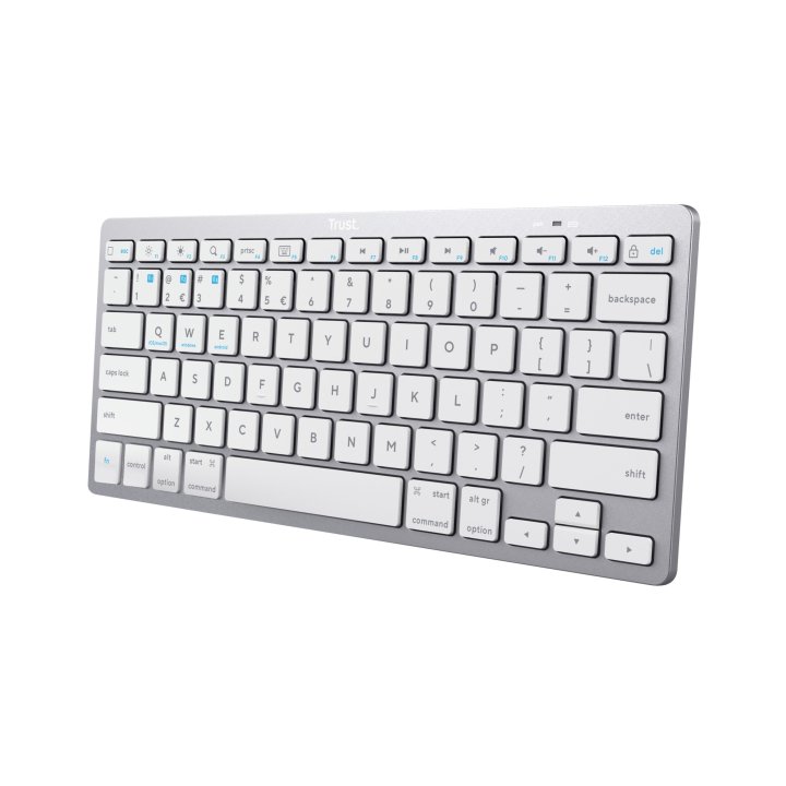 Teclado Trust Basics Bluetooth Ultrafino - Para PC, Tablet y Smartphone - Color Blanco / Plata — 24654