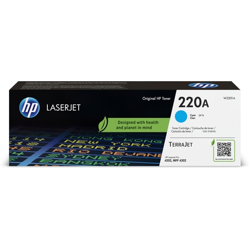 Tóner Cian Original HP 220A - Para LaserJet Pro 4202, 4302 - Hasta 1.800 Páginas - W2201A