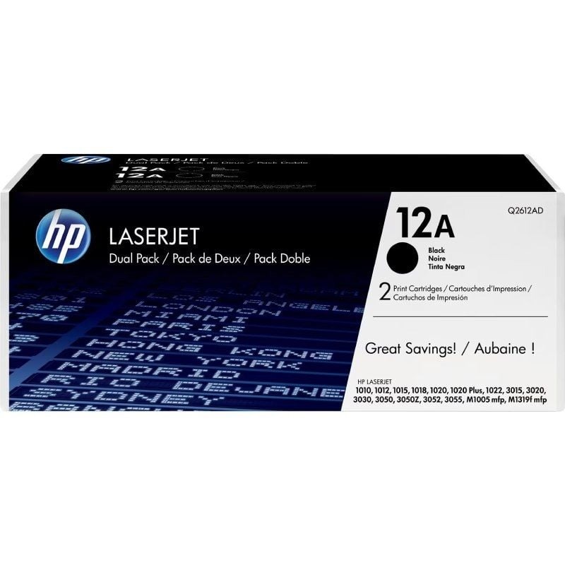 Tóner Original HP Q2612AD - Nº 12A - Multipack - 2X - Negro